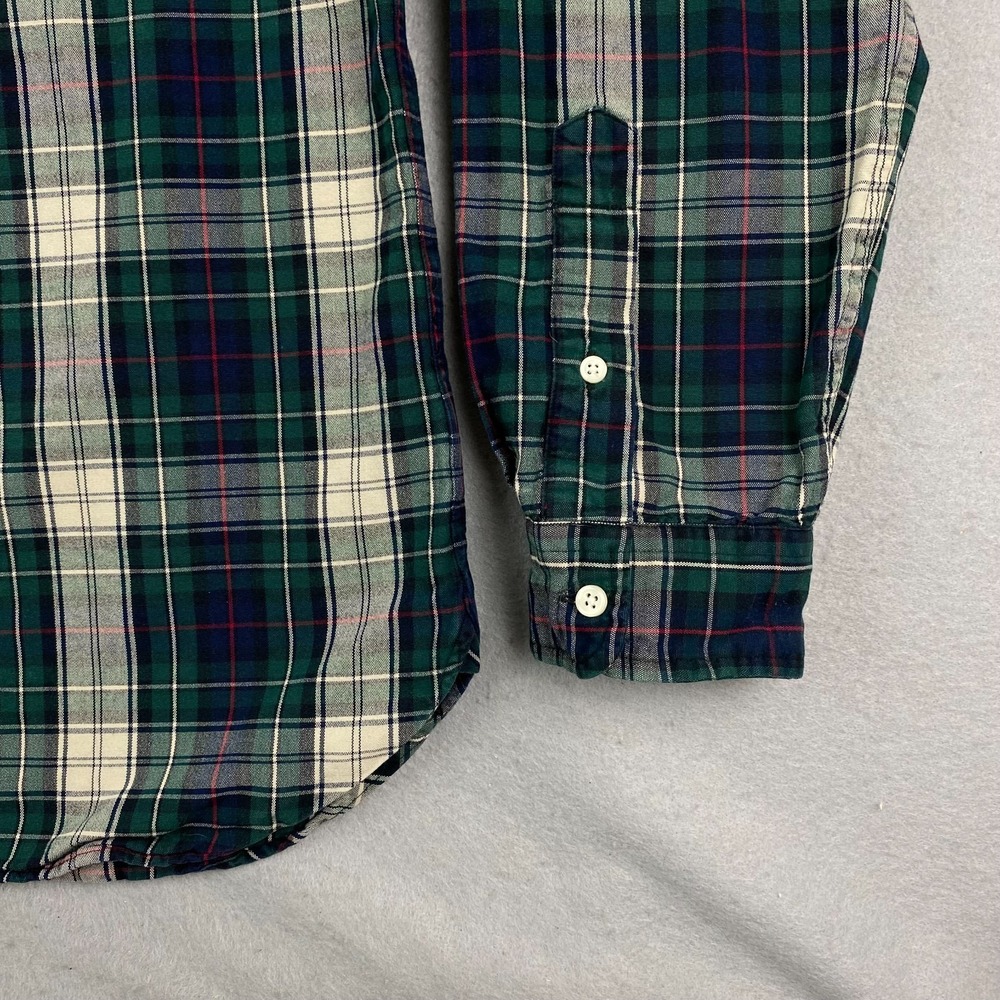 Polo Ralph Lauren Classic Fit Oxford Shirt Mens XL Green Beige Plaid Pocket - Picture 5 of 13
